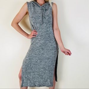 New poof apparel heather grey sleeveless slit knit dress